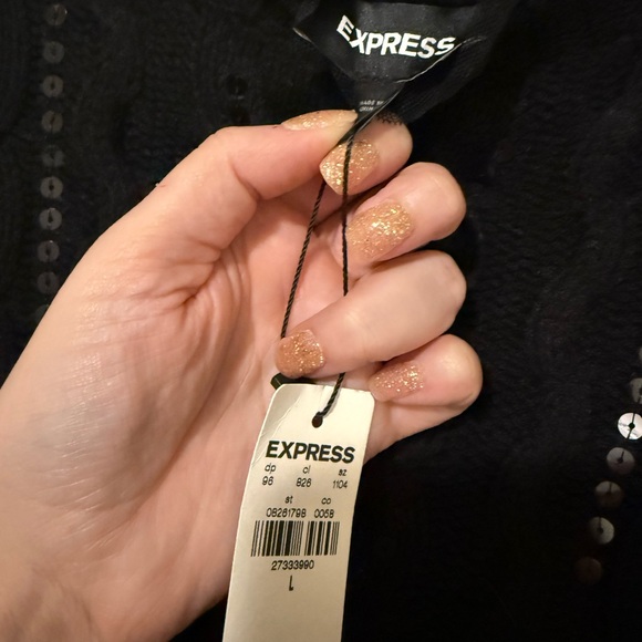 Express Black Sequin Sweater - Picture 6 of 8